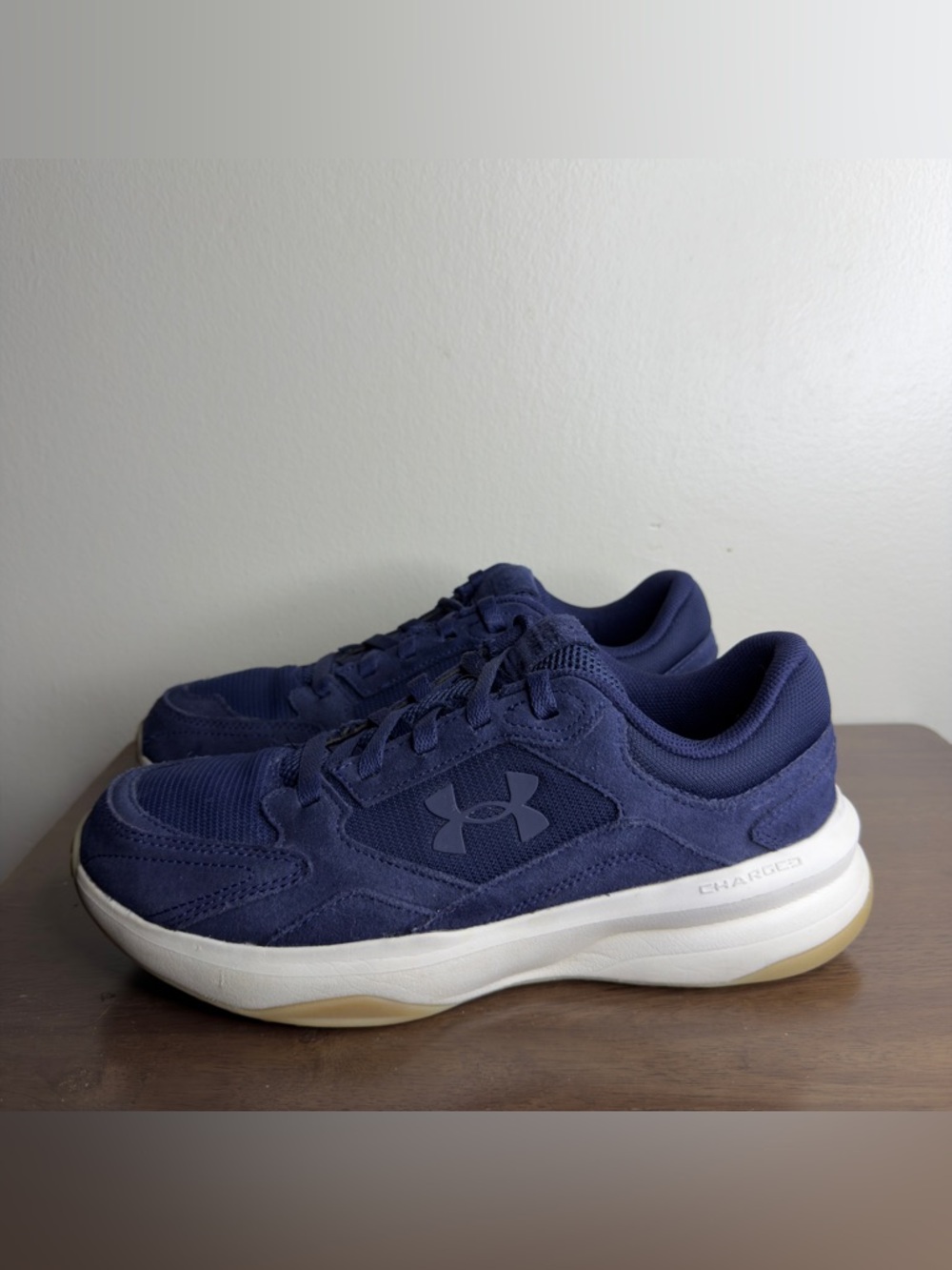 Under Armour Charged Edge Blue Suede Sneakers Sz 9 Mens